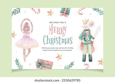 Christmas Nutcracker Banner Template in Watercolor Style