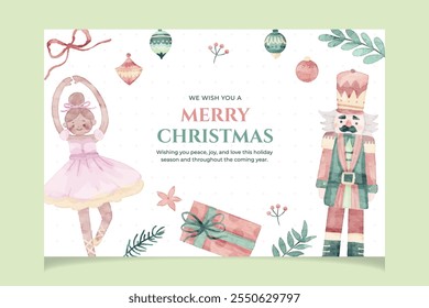 Christmas Nutcracker Banner Template in Watercolor Style