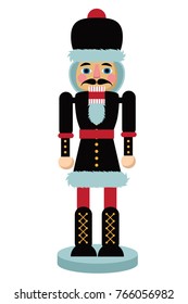 Christmas nutcracker cartoon illustration. Wooden soldier toy gift from the ballet. EPS 10 vector illustration.