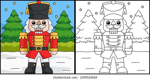 Christmas Nutcracker Coloring Page Illustration