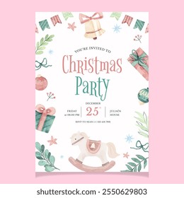 Christmas Nutcracker Cute Flyer Template in Watercolor Style