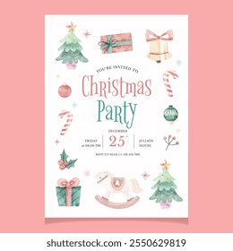 Christmas Nutcracker Cute Flyer Template in Watercolor Style