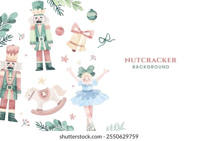 Christmas Nutcracker Cute Watercolor Background