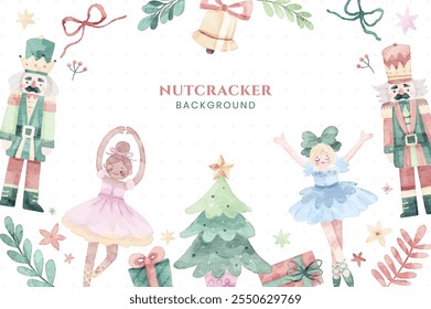 Christmas Nutcracker Cute Watercolor Background