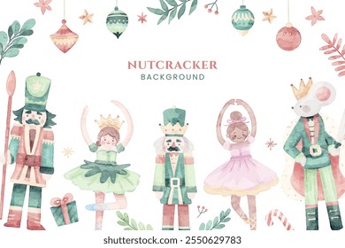 Christmas Nutcracker Cute Watercolor Background