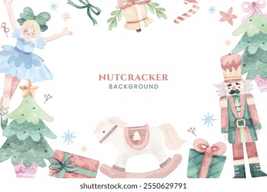 Christmas Nutcracker Cute Watercolor Background