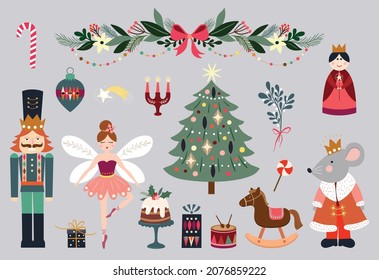 Christmas Nutcracker elements, winter design