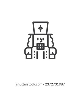 Icono de la línea de caquero de Navidad. signo de estilo lineal para concepto móvil y diseño web. Icono vectorial del contorno del juguete de Nutcracker. Símbolo, ilustración del logotipo. Gráficos vectoriales