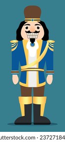 Christmas nutcracker on blue background