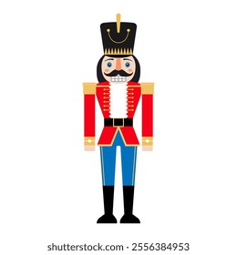 Christmas Nutcracker in a red suit. Vector illustration.