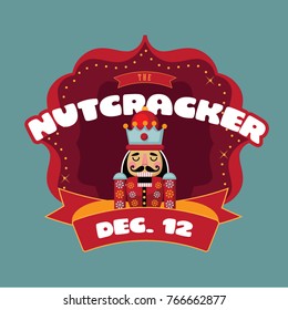 Christmas nutcracker retro marquee. Wooden soldier toy gift from the ballet. EPS 10 vector illustration.