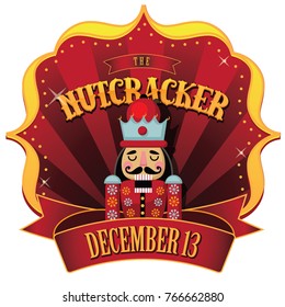 Christmas Nutcracker Retro Marquee. Wooden Soldier Toy Gift Nut Cracker From The Ballet. EPS 10 Vector Illustration.