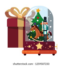 christmas nutcracker snow globe and gift