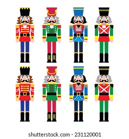 Christmas nutcracker - soldier figurine icons set