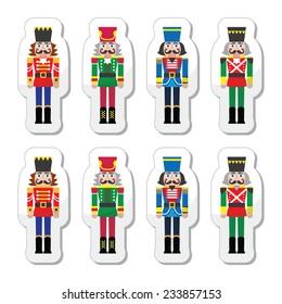 Christmas nutcracker - soldier figurine icons set