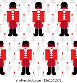 Christmas nutcracker soldiers vector seamless pattern