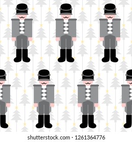 Christmas nutcracker soldiers vector seamless pattern