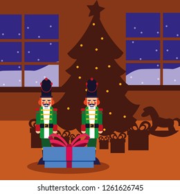 christmas nutcracker and tree gifts in the home