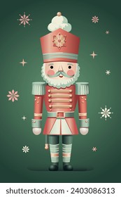 Christmas Nutcracker. Vector vintage illustration of fairy tale character for greeting card, poster or background. 