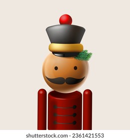 Christmas nutcracker. Wooden soldier toy gift from the ballet, vector illustration