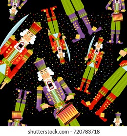 Christmas Nutcrackers. Seamless background pattern. Vector illustration.