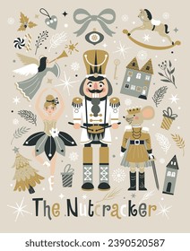 Christmas Nutcrackers Vector Illustration on Light Background. Postcard.