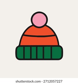 ilustração de vetor de gorro de objeto de Natal. Elementos gráficos simples desenhados à mão