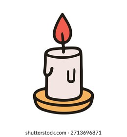 Weihnachtsobjekt Kerze Vektorgrafik. Handgezeichnetes einfaches Grafikdesign