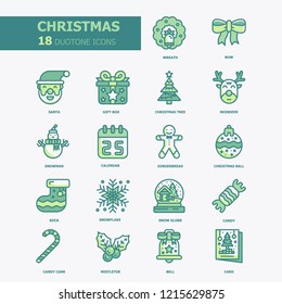 Christmas Object Duotone  icons.Christmas Holiday Concept illustration color icons.