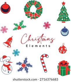 Christmas object element and color background
