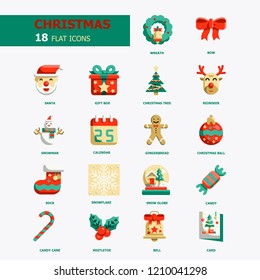 Christmas Object Flat  icons.Christmas Holiday Concept illustration color icons.
