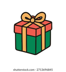 ilustração vetor da caixa de presente do objeto de Natal. Desenhado à mão design de elementos gráficos simples