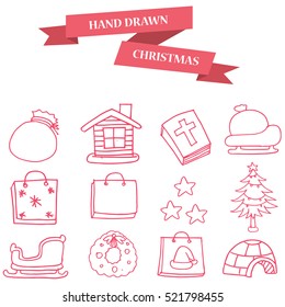 Christmas object icons collection stock