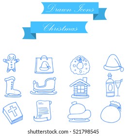 Christmas object icons of vector art