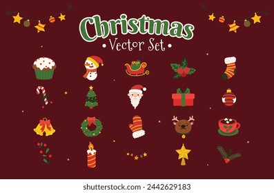 Christmas Object Illustration Vector Set