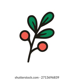Christmas object leaf vector illustration. Hand drawn simple graphic elements design