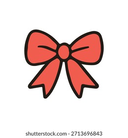 Christmas object ribbon vector illustration. Hand drawn simple graphic elements design