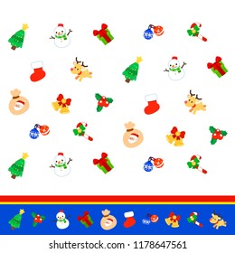 Christmas object seamless for decoration set. Christmas design concept with seamless pattern