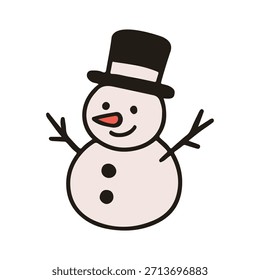 Navidades objeto muñeco de nieve Ilustración vectorial. Diseño de Elementos gráficos simples dibujados a mano