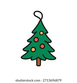 Navidades Ilustración vectorial de árbol de objetos. Diseño de Elementos gráficos simples dibujados a mano