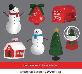 conjunto de ilustraciones vectoriales de objetos de navidad