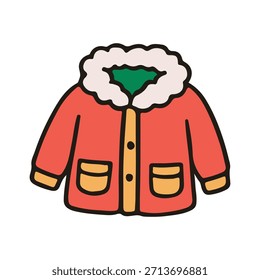 Christmas object warm coat vector illustration. Hand drawn simple graphic elements design