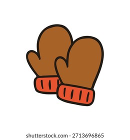 Christmas object warm gloves vector illustration. Hand drawn simple graphic elements design
