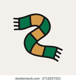Navidades objeto Ilustración vectorial de bufanda caliente. Elementos gráficos simples dibujados a mano