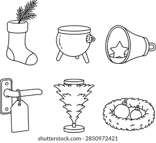 Christmas Objects Behaving Differently Surreal Line Art Collection