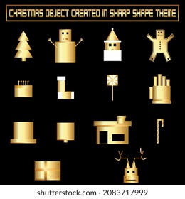 Christmas objects created with sharp corner theme. 