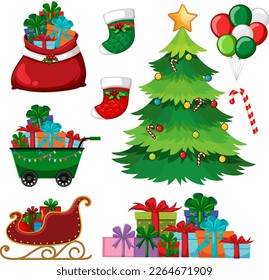 Christmas objects and elements set illustration