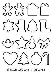 christmas objects line icons vector illustration isolated on white background