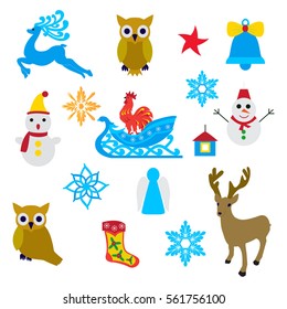 Christmas objects over white. Vector illustration of New Year decoration elements.