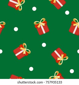 Christmas objects pattern. Christmas  presents. Red gift boxes.